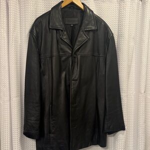 John Ashford Black Leather Trench Coat